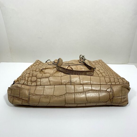COACH Ashley F17661 Croc Embossed Leather Carry All Tote Bag Purse Chain Strap - Picture 13 of 16